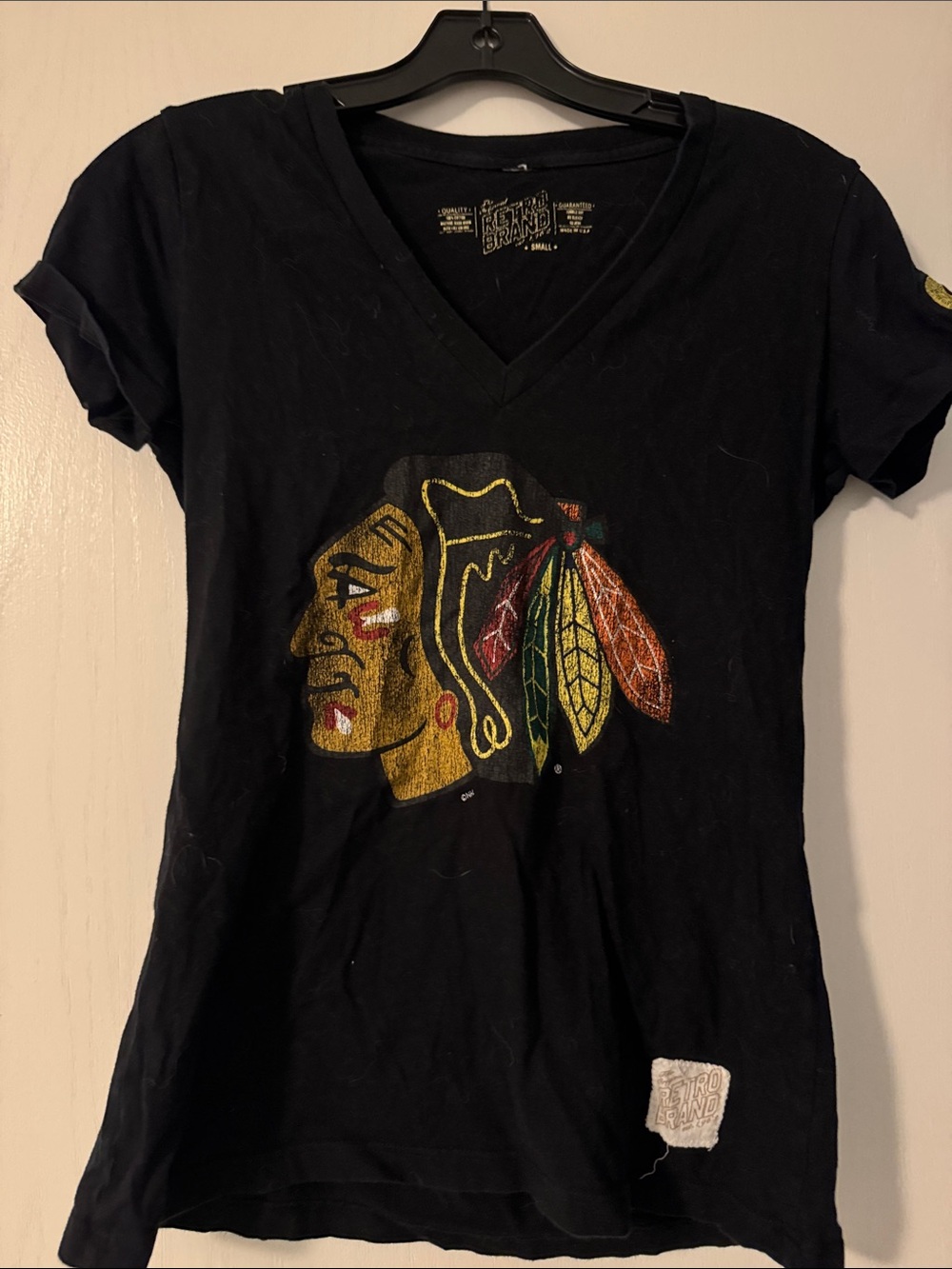 Original Retro Brand Black V-Neck Chicago-Inspired Graphic Tee